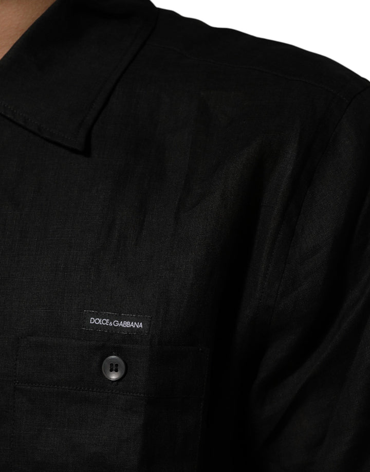 Carhartt Wip Black Linen Collared Short Sleeve Polo Shirt by Carhartt Wip outlet now on sale