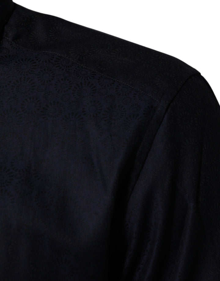 Dolce &amp; Gabbana Blue Cotton Collared Long Sleeve GOLD Men Dress Shirt by Dolce &amp; Gabbana outlet now on sale