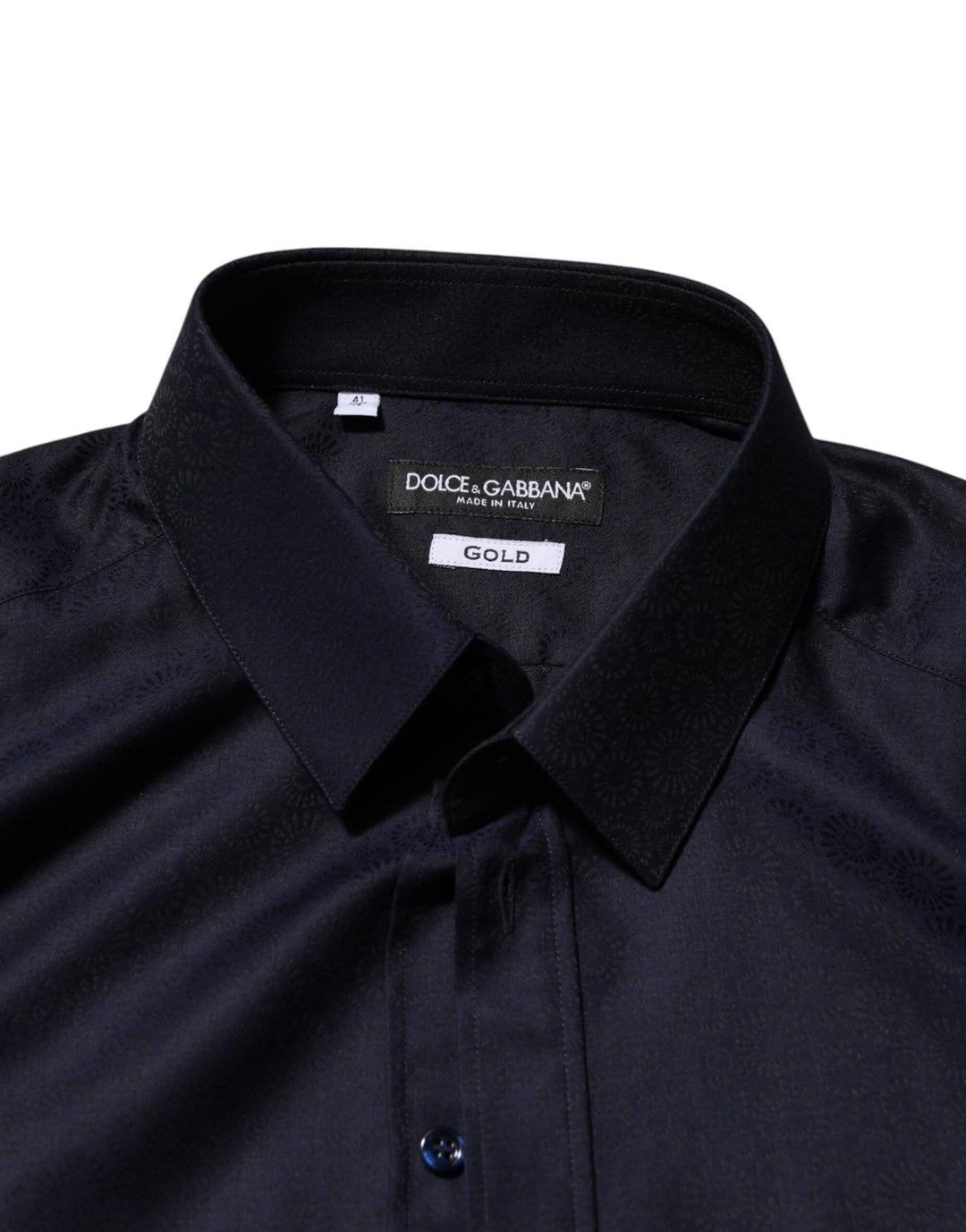 Dolce &amp; Gabbana Blue Cotton Collared Long Sleeve GOLD Men Dress Shirt by Dolce &amp; Gabbana outlet now on sale