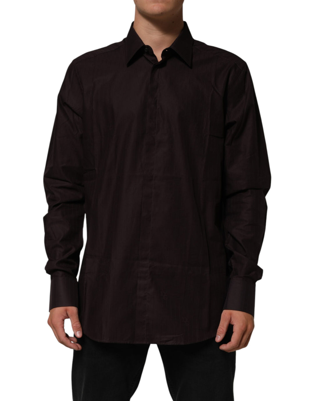 Dolce &amp; Gabbana Brown Cotton LongSleeve MARTINI Dress Shirt by Dolce &amp; Gabbana outlet now on sale