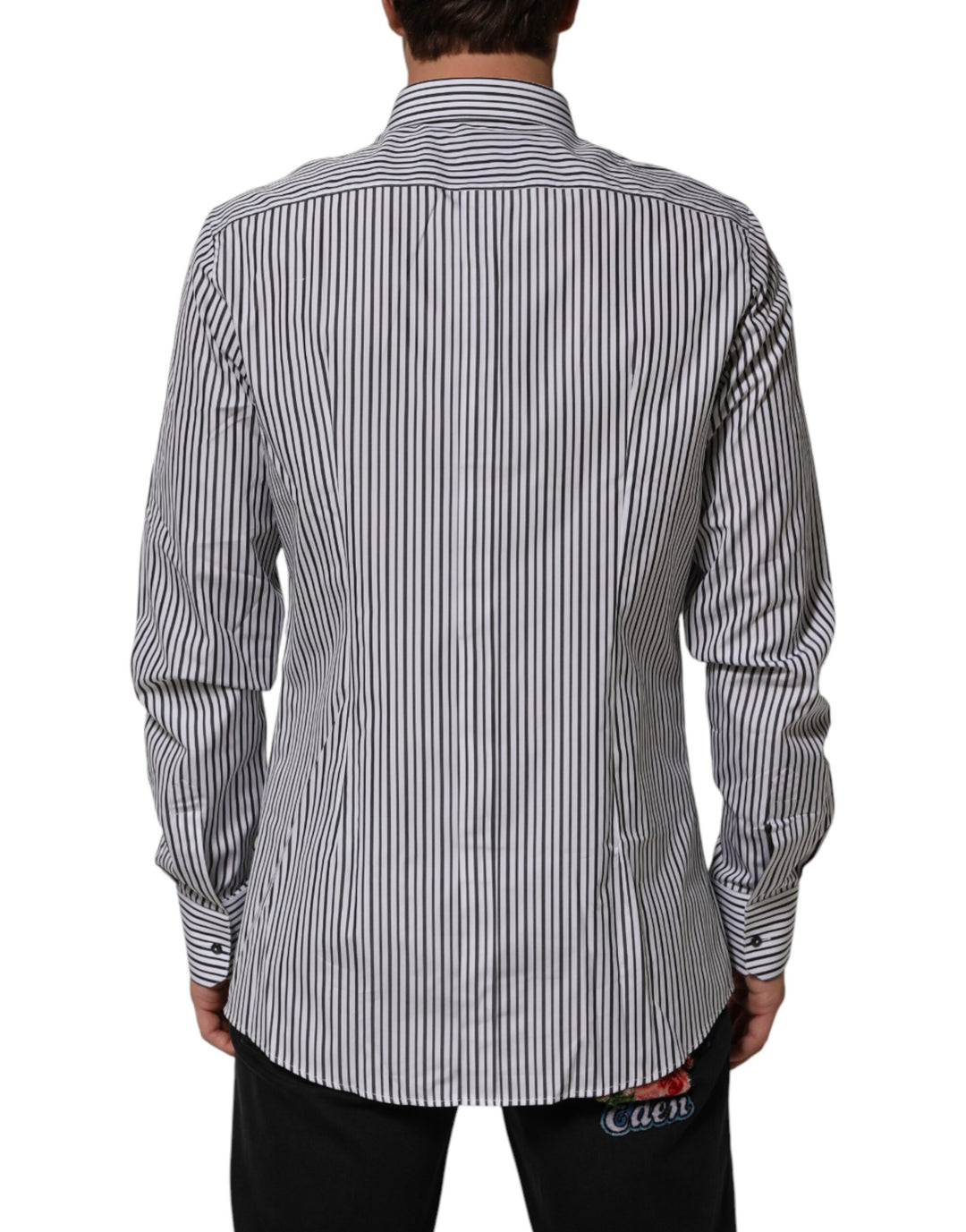 Dolce &amp; Gabbana Sample Sale Dolce &amp; Gabbana Black White Stripes Men GOLD Dress Shirt - | Designer outlet