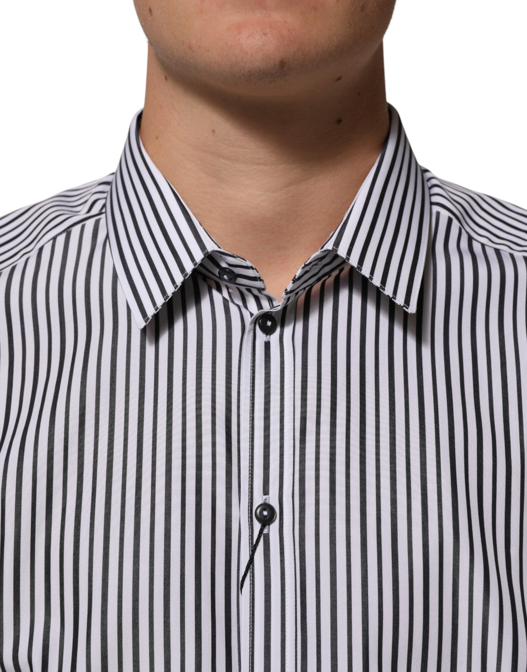 Dolce &amp; Gabbana Sample Sale Dolce &amp; Gabbana Black White Stripes Men GOLD Dress Shirt - | Designer outlet