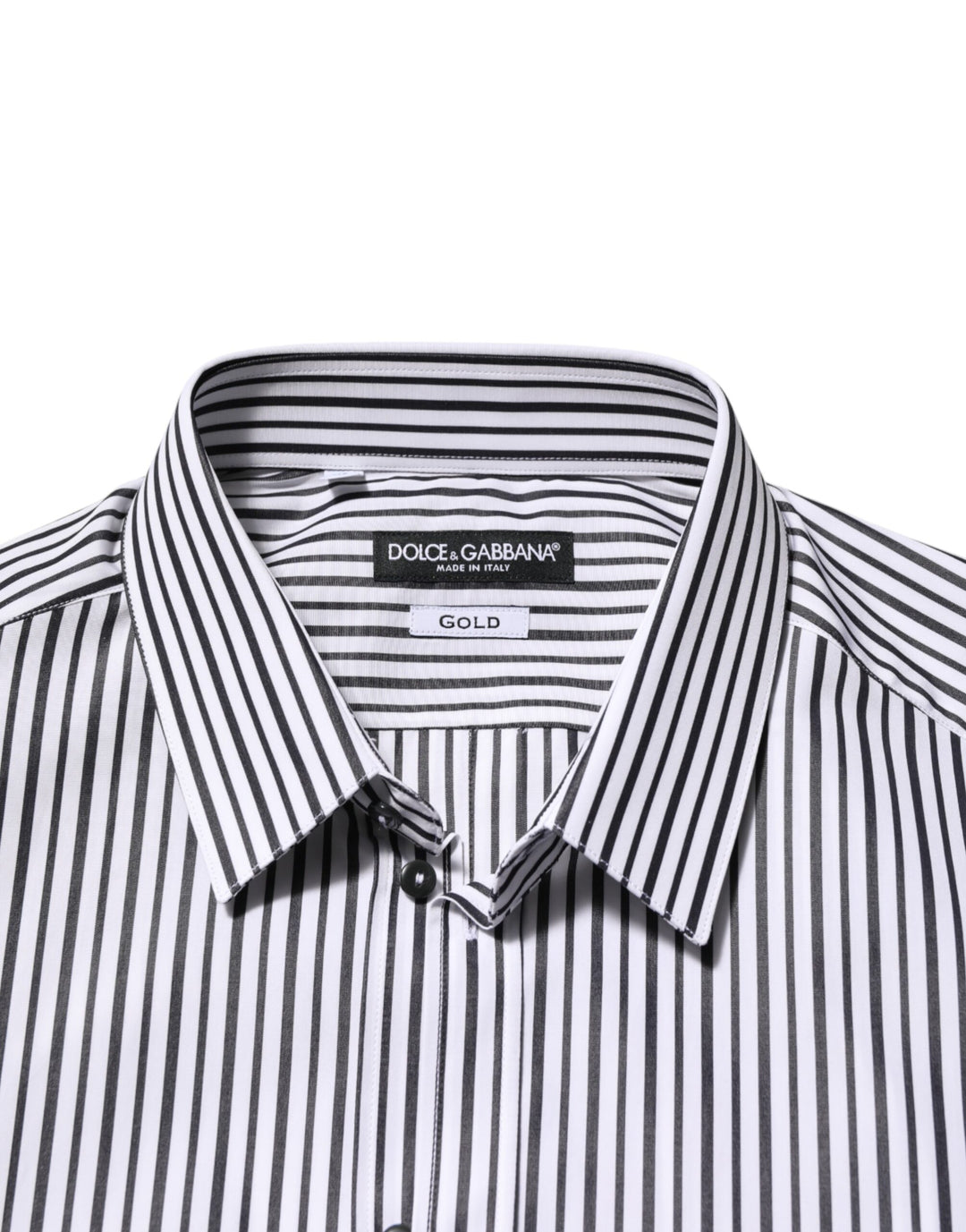 Dolce & Gabbana Black White Stripes Men GOLD Dress Shirt Dolce & Gabbana Black White Stripes Men GOLD Dress Shirt
