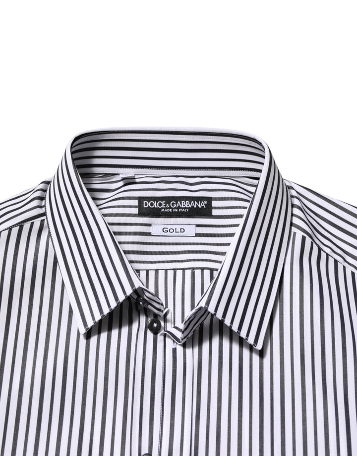 Dolce &amp; Gabbana Sample Sale Dolce &amp; Gabbana Black White Stripes Men GOLD Dress Shirt - | Designer outlet