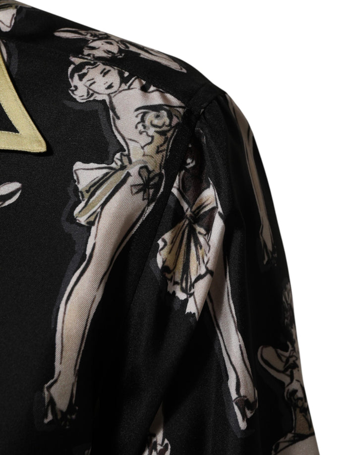 Dolce &amp; Gabbana Sample Sale Dolce &amp; Gabbana Black Silk Pin Up Printed Button Down Shirt - | Designer outlet
