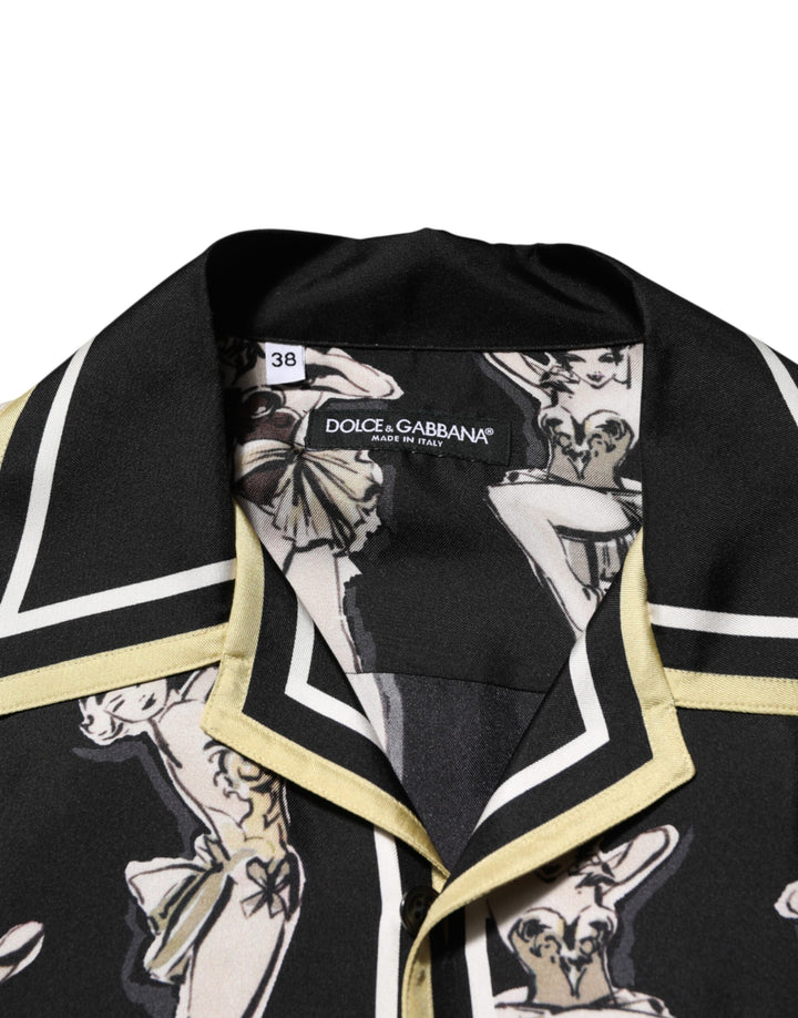 Dolce &amp; Gabbana Sample Sale Dolce &amp; Gabbana Black Silk Pin Up Printed Button Down Shirt - | Designer outlet