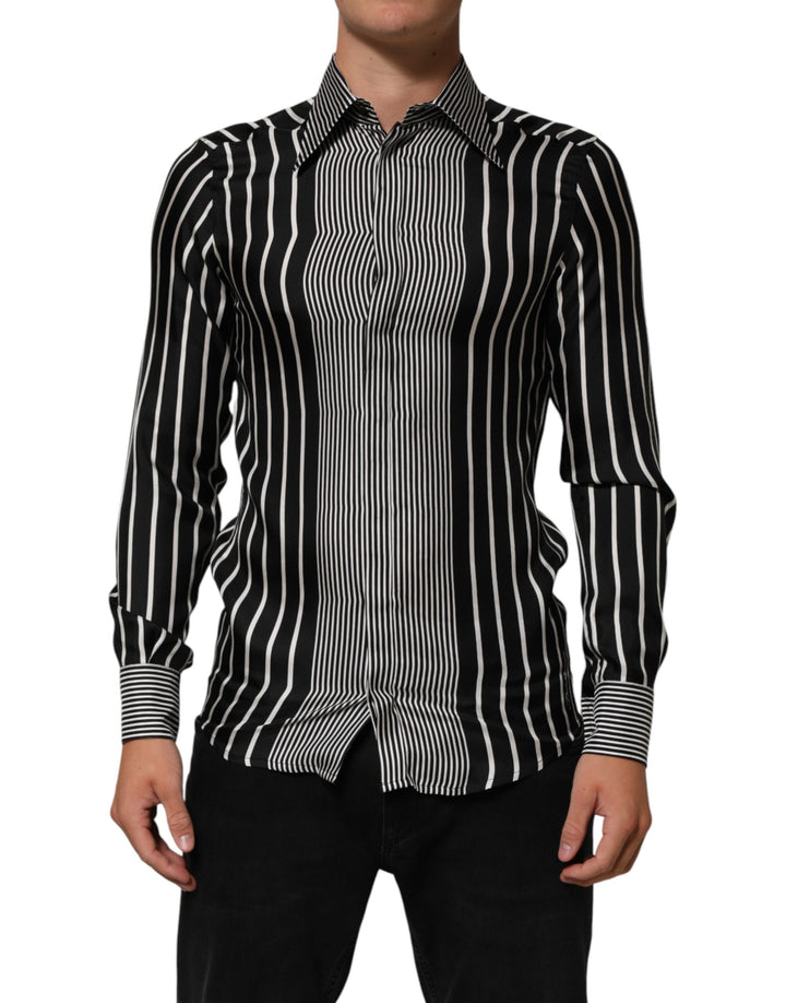 Dolce & Gabbana Black White Stripes Men MARTINI Dress Shirt