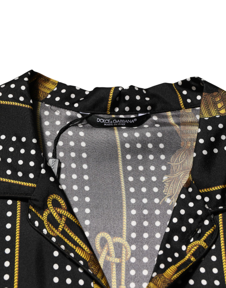 Dolce &amp; Gabbana Sample Sale Dolce &amp; Gabbana Black Dotted Tassel Silk Button Down Shirt - | Designer outlet