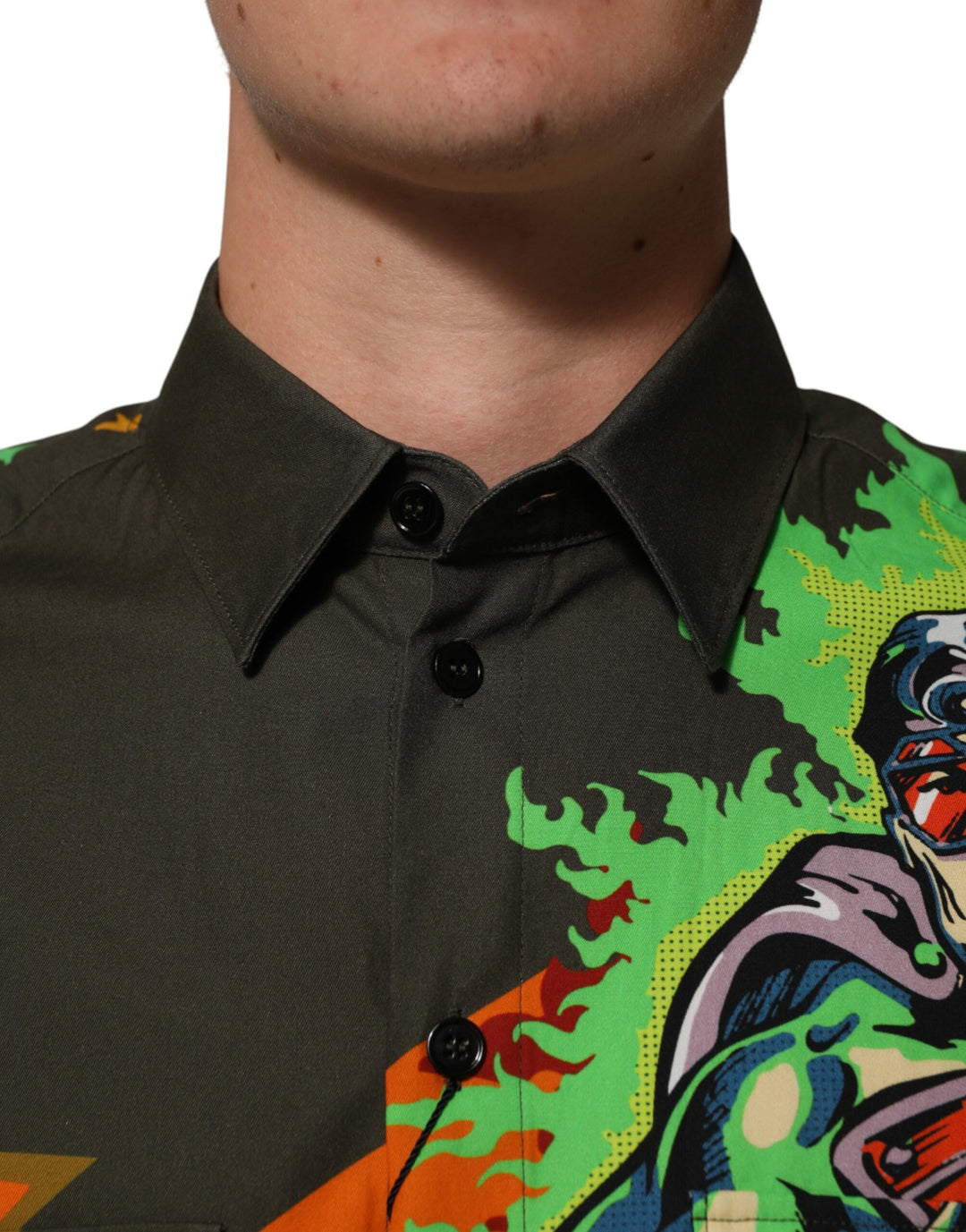 Dolce &amp; Gabbana Sample Sale Dolce &amp; Gabbana Brown Superhero Print Button Down Shirt - | Designer outlet