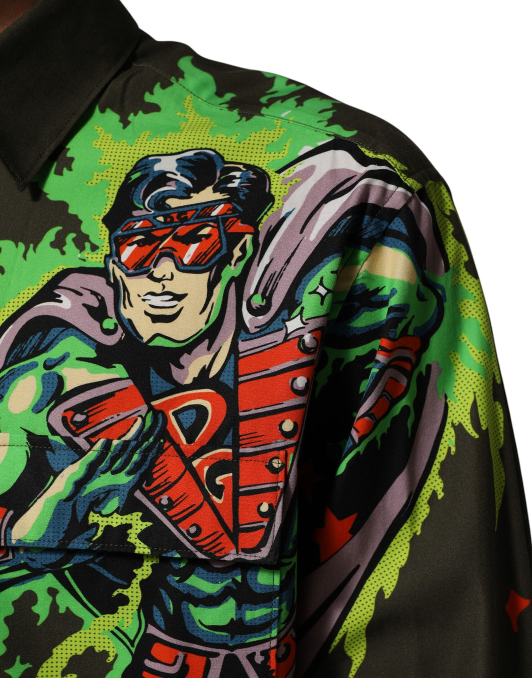 Dolce &amp; Gabbana Sample Sale Dolce &amp; Gabbana Brown Superhero Print Button Down Shirt - | Designer outlet