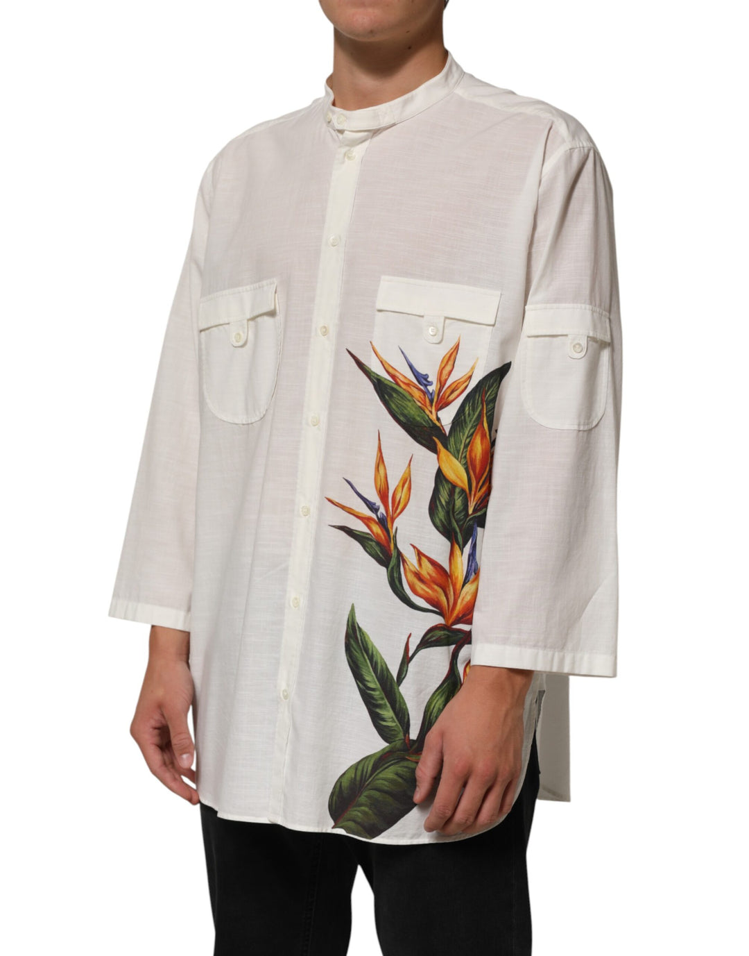 Dolce &amp; Gabbana Sample Sale Dolce &amp; Gabbana White Cotton Floral Print Button Down Shirt - | Designer outlet