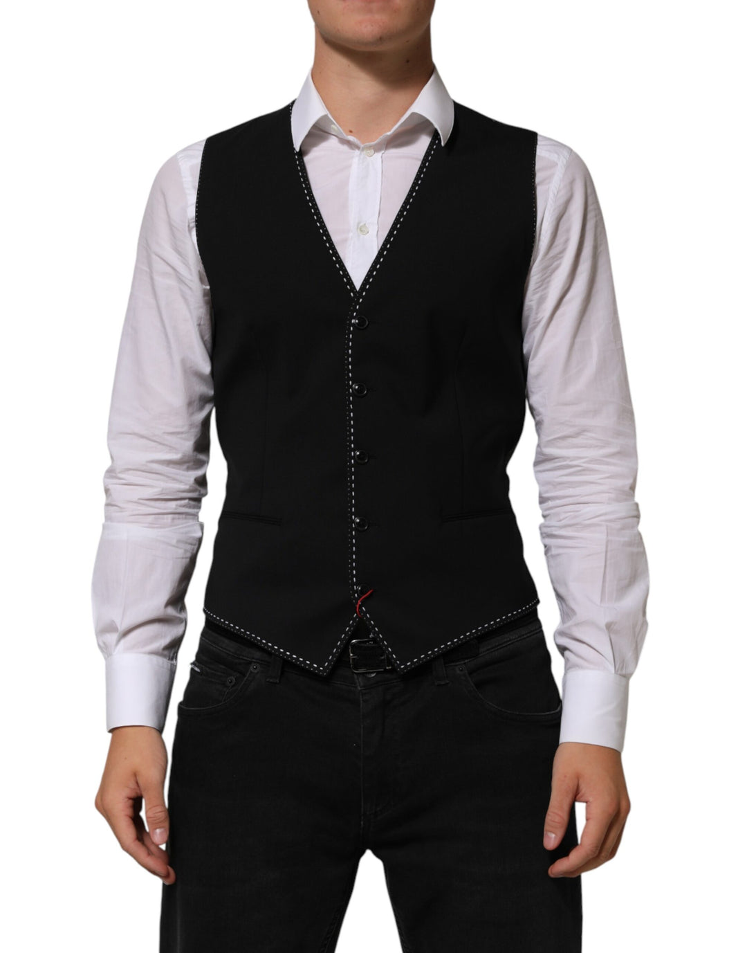 Dolce & Gabbana Black Wool Dress Formal Men Waistcoat Vest by Dolce & Gabbana outlet now on sale
