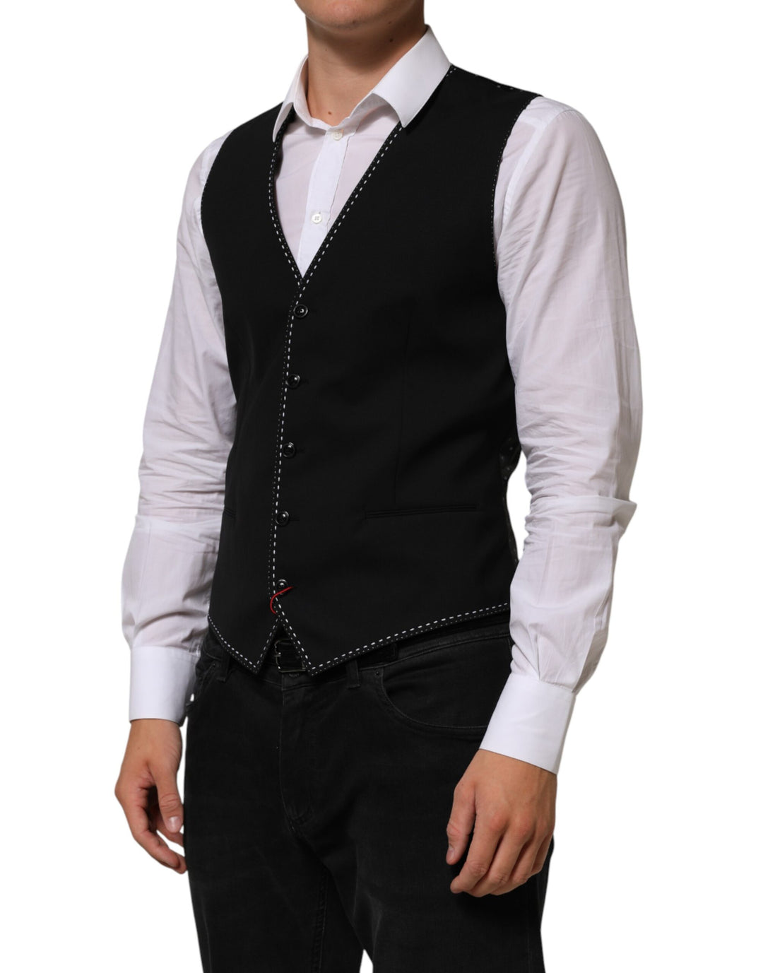 Dolce & Gabbana Black Wool Dress Formal Men Waistcoat Vest by Dolce & Gabbana outlet now on sale
