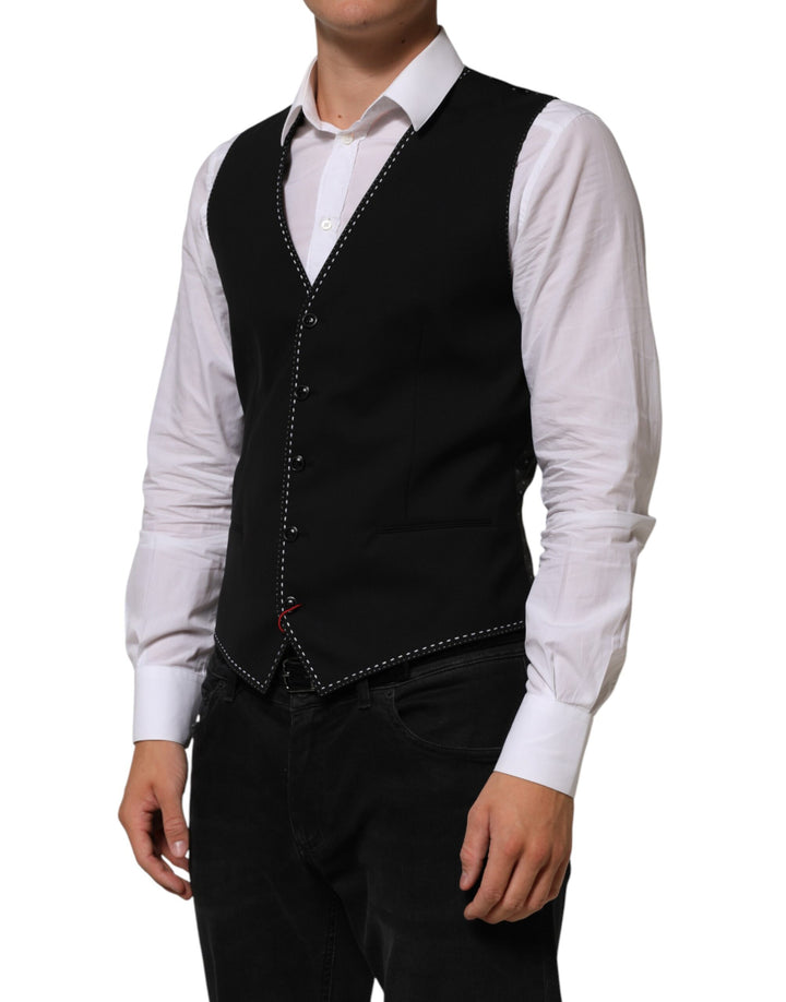 Dolce & Gabbana Black Wool Dress Formal Men Waistcoat Vest by Dolce & Gabbana outlet now on sale