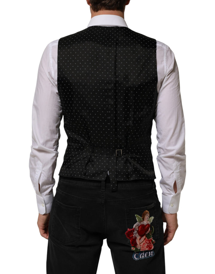 Dolce & Gabbana Black Wool Dress Formal Men Waistcoat Vest by Dolce & Gabbana outlet now on sale