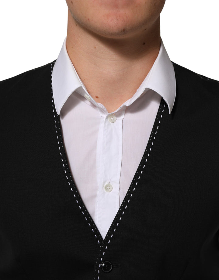 Dolce & Gabbana Black Wool Dress Formal Men Waistcoat Vest by Dolce & Gabbana outlet now on sale