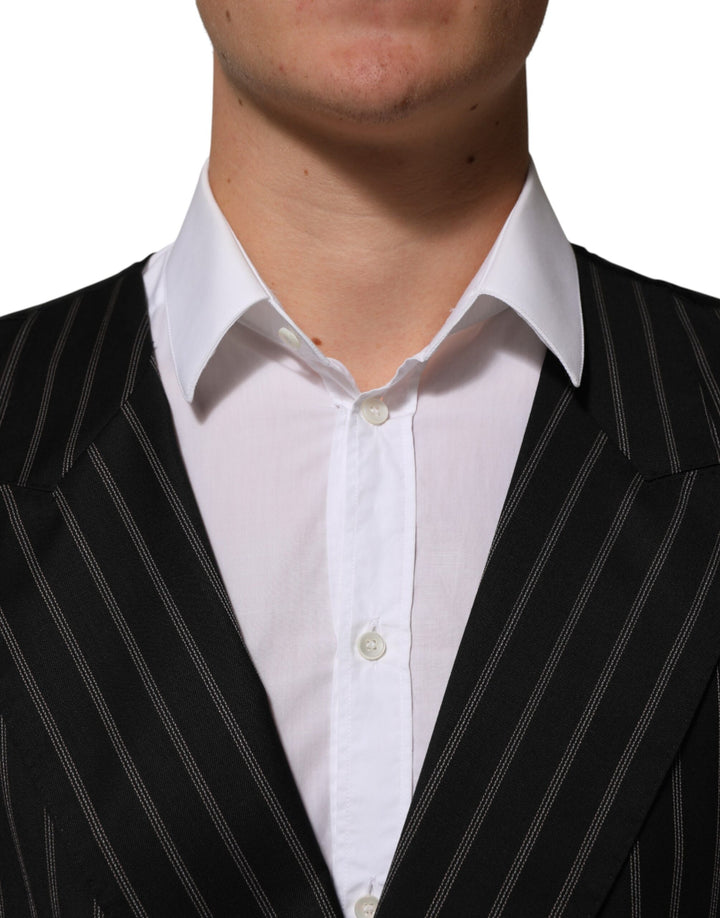 Dolce & Gabbana Black Stripes Wool Dress Men Waistcoat Vest by Dolce & Gabbana outlet now on sale