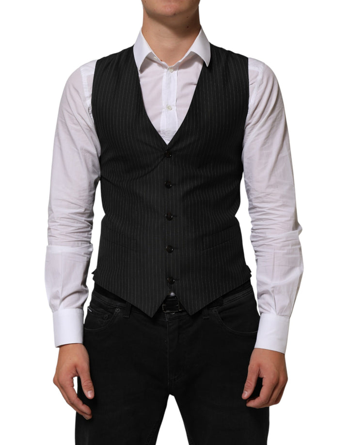 Dolce & Gabbana Black Wool Men Dress Formal Waistcoat Vest by Dolce & Gabbana outlet now on sale