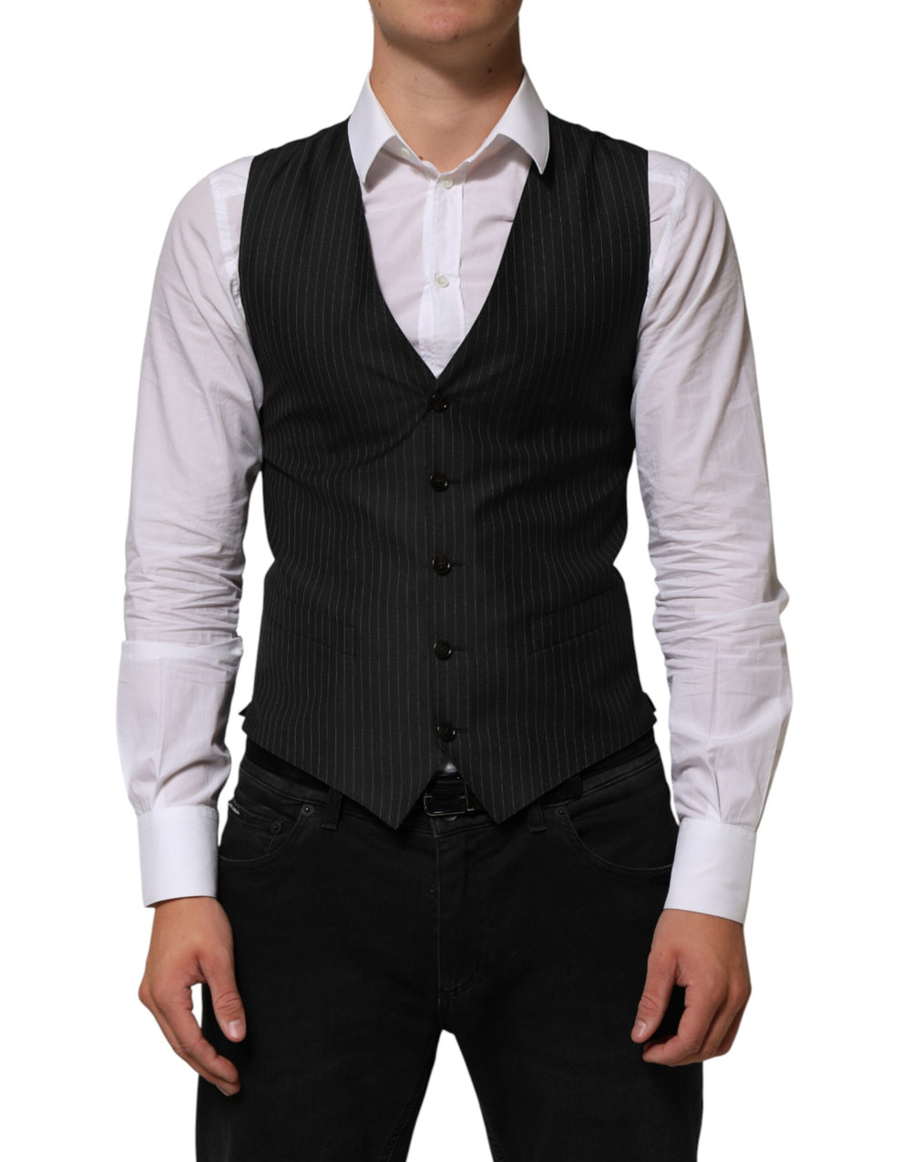 Dolce & Gabbana Black Wool Men Dress Formal Waistcoat Vest by Dolce & Gabbana outlet now on sale