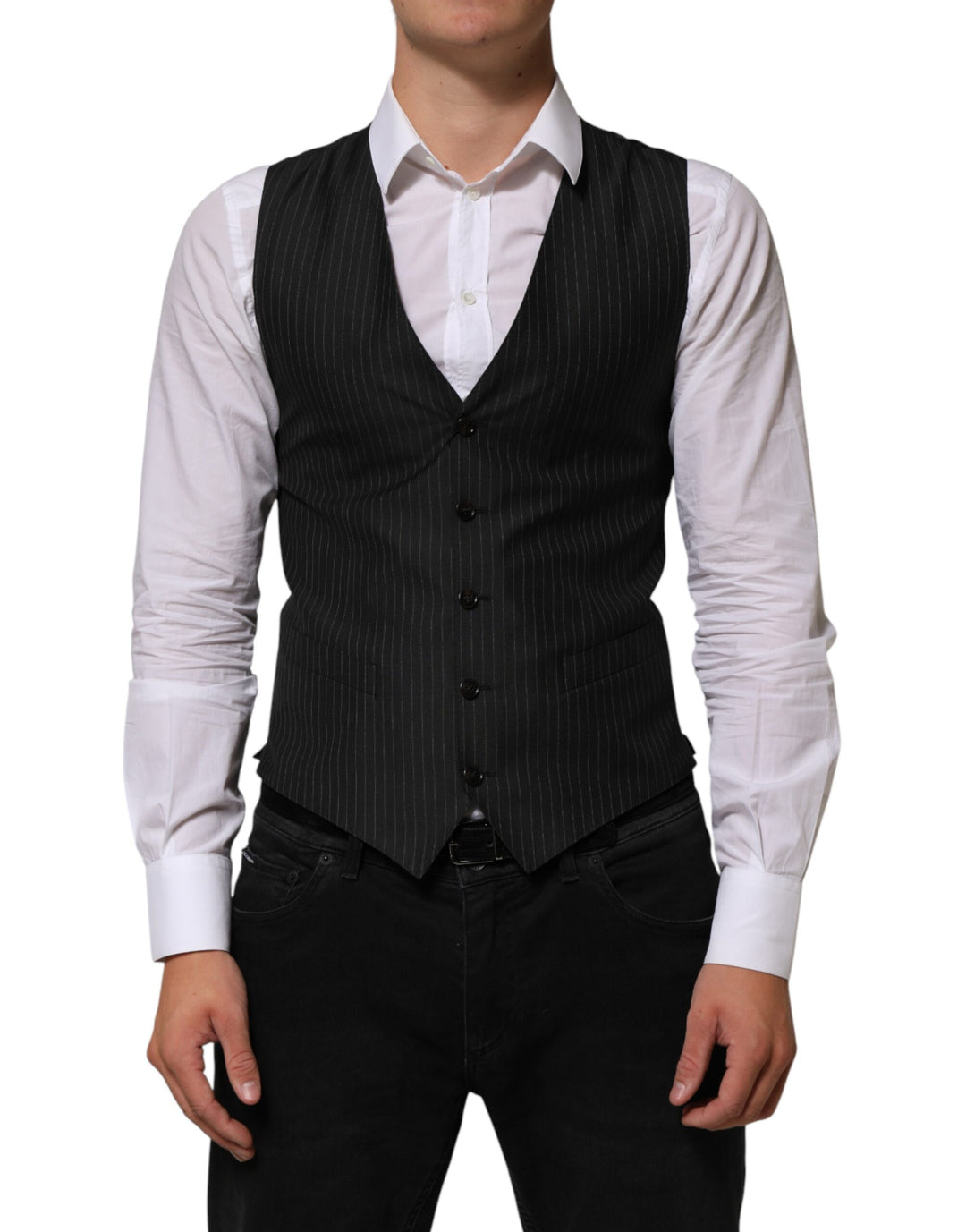 Dolce & Gabbana Black Wool Men Dress Formal Waistcoat Vest by Dolce & Gabbana outlet now on sale