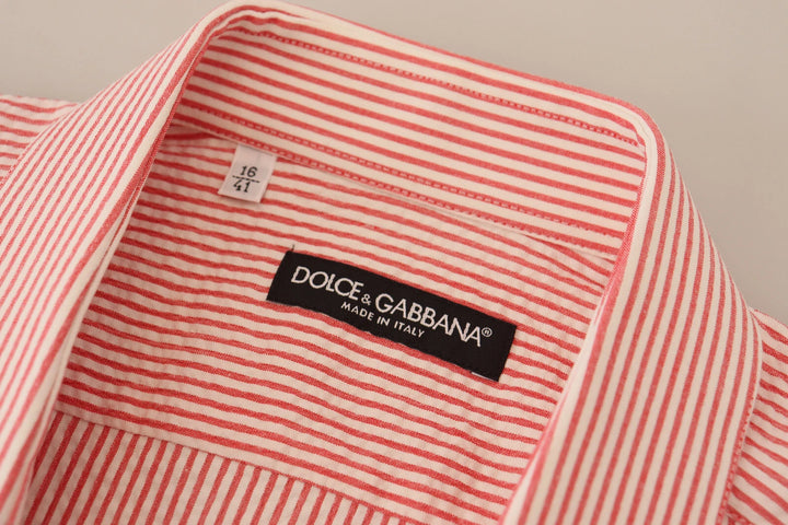 Dolce &amp; Gabbana Red White Striped Cotton Short Sleeve Shirt by Dolce &amp; Gabbana outlet now on sale