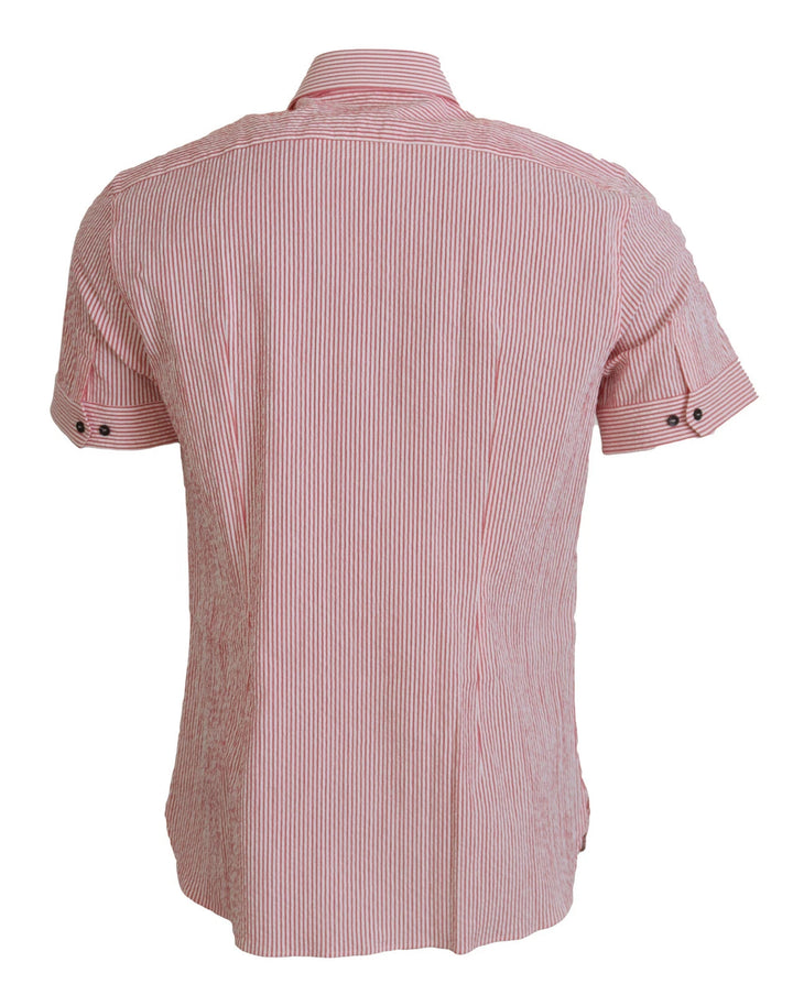 Dolce &amp; Gabbana Red White Striped Cotton Short Sleeve Shirt by Dolce &amp; Gabbana outlet now on sale