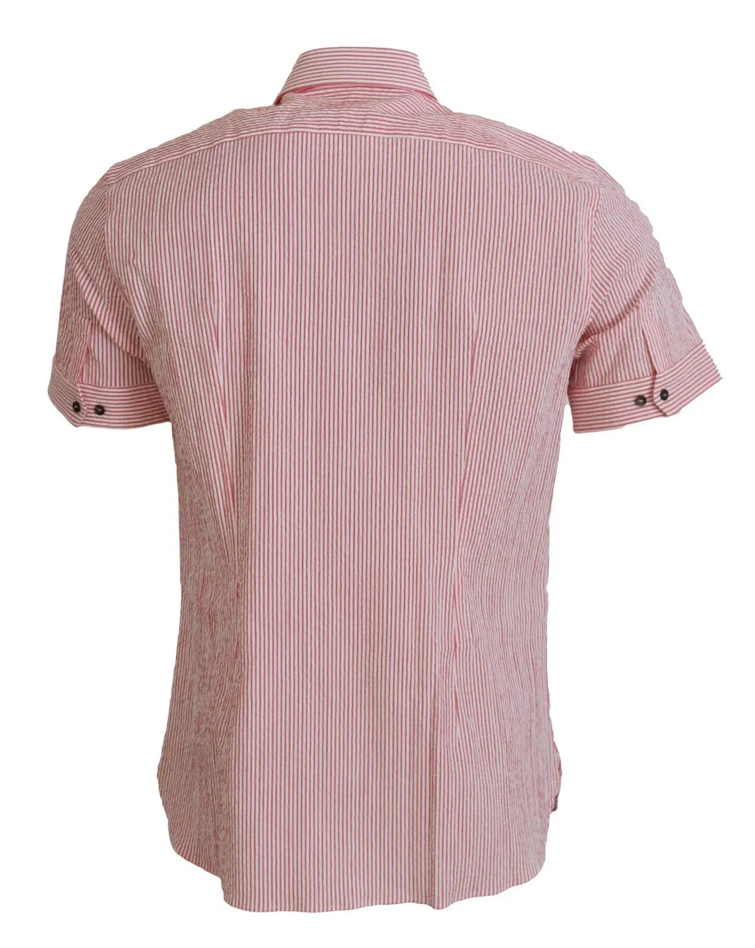 Dolce &amp; Gabbana Red White Striped Cotton Short Sleeve Shirt