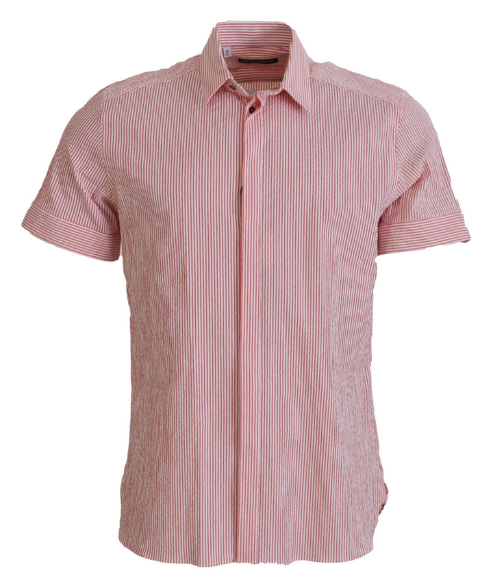Dolce &amp; Gabbana Red White Striped Cotton Short Sleeve Shirt by Dolce &amp; Gabbana outlet now on sale