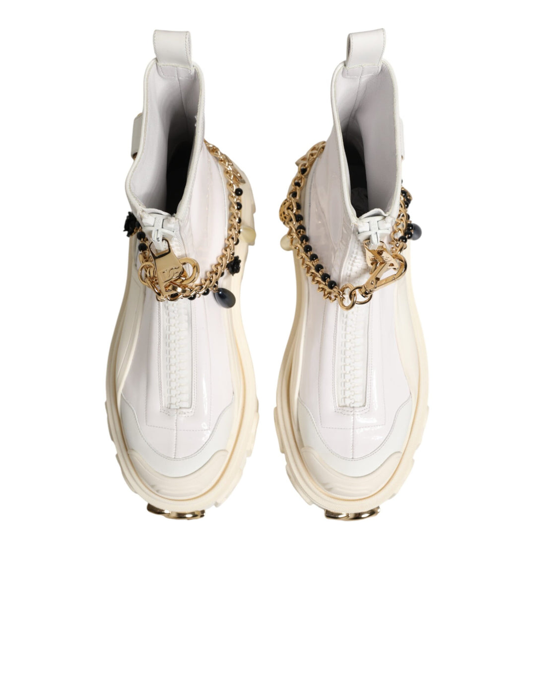 Dolce &amp; Gabbana Sample Sale Dolce &amp; Gabbana White Leather Rubber Logo Ankle Boots Shoes - | Designer outlet