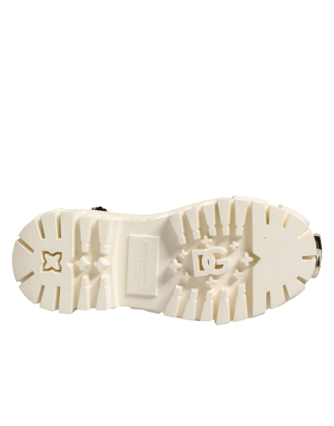 Dolce &amp; Gabbana White Leather Rubber Logo Ankle Boots Shoes by Dolce &amp; Gabbana outlet now on sale