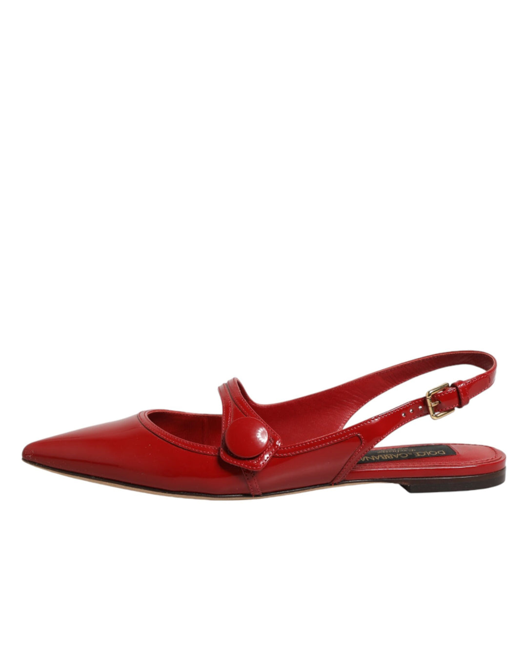 Dolce & Gabbana Red Leather Slingback Flats Sandals Shoes