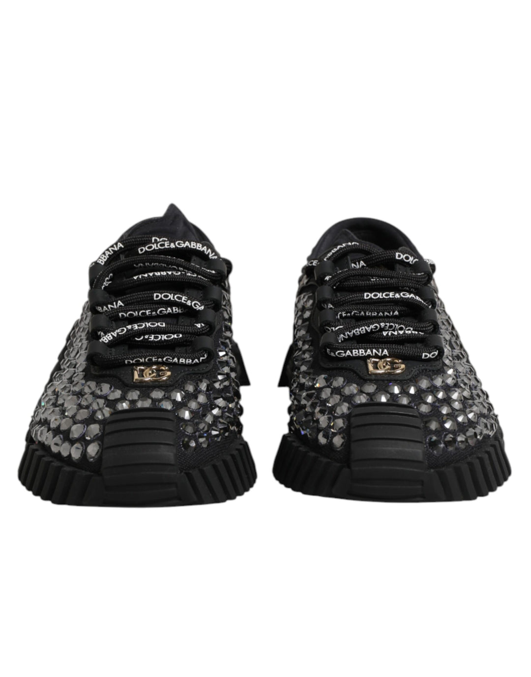 Dolce & Gabbana Shoes Black Embellished Low Top NS1 Sneakers Shoes