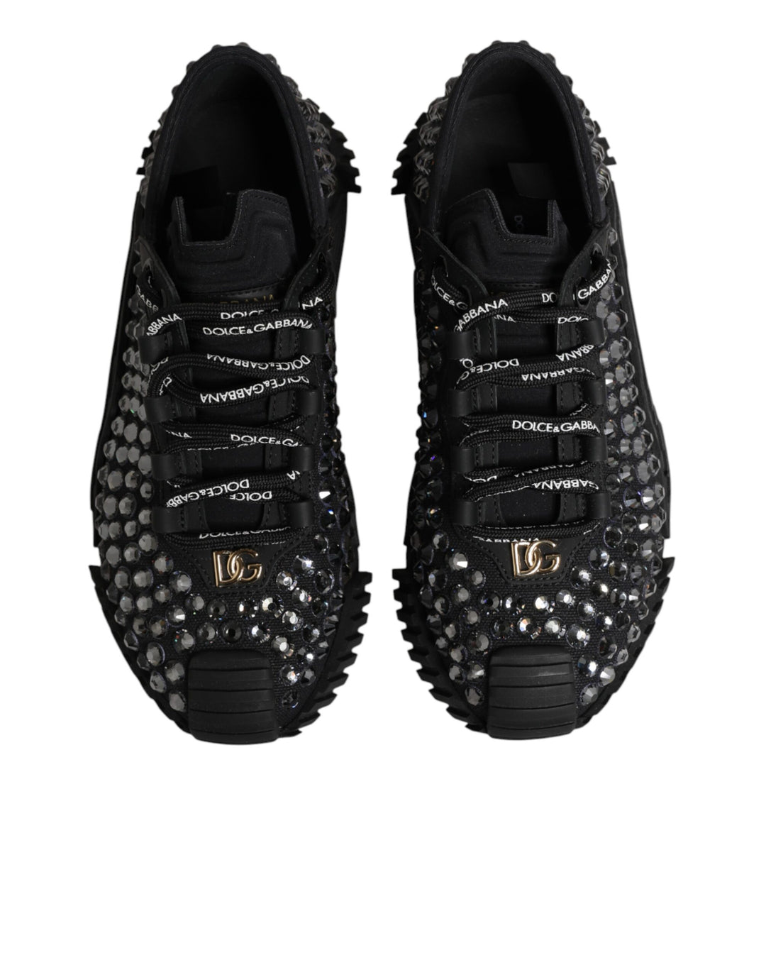 Dolce & Gabbana Shoes Black Embellished Low Top NS1 Sneakers Shoes