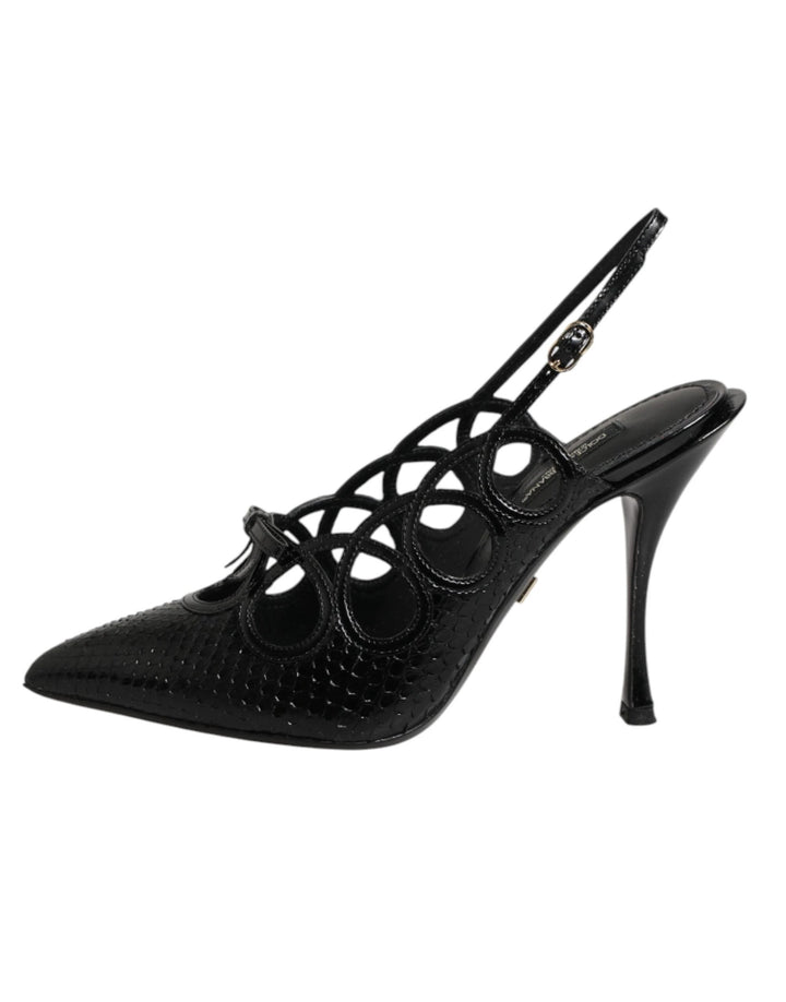 Dolce &amp; Gabbana Leather High Heels Slingback Shoes by Dolce &amp; Gabbana outlet now on sale