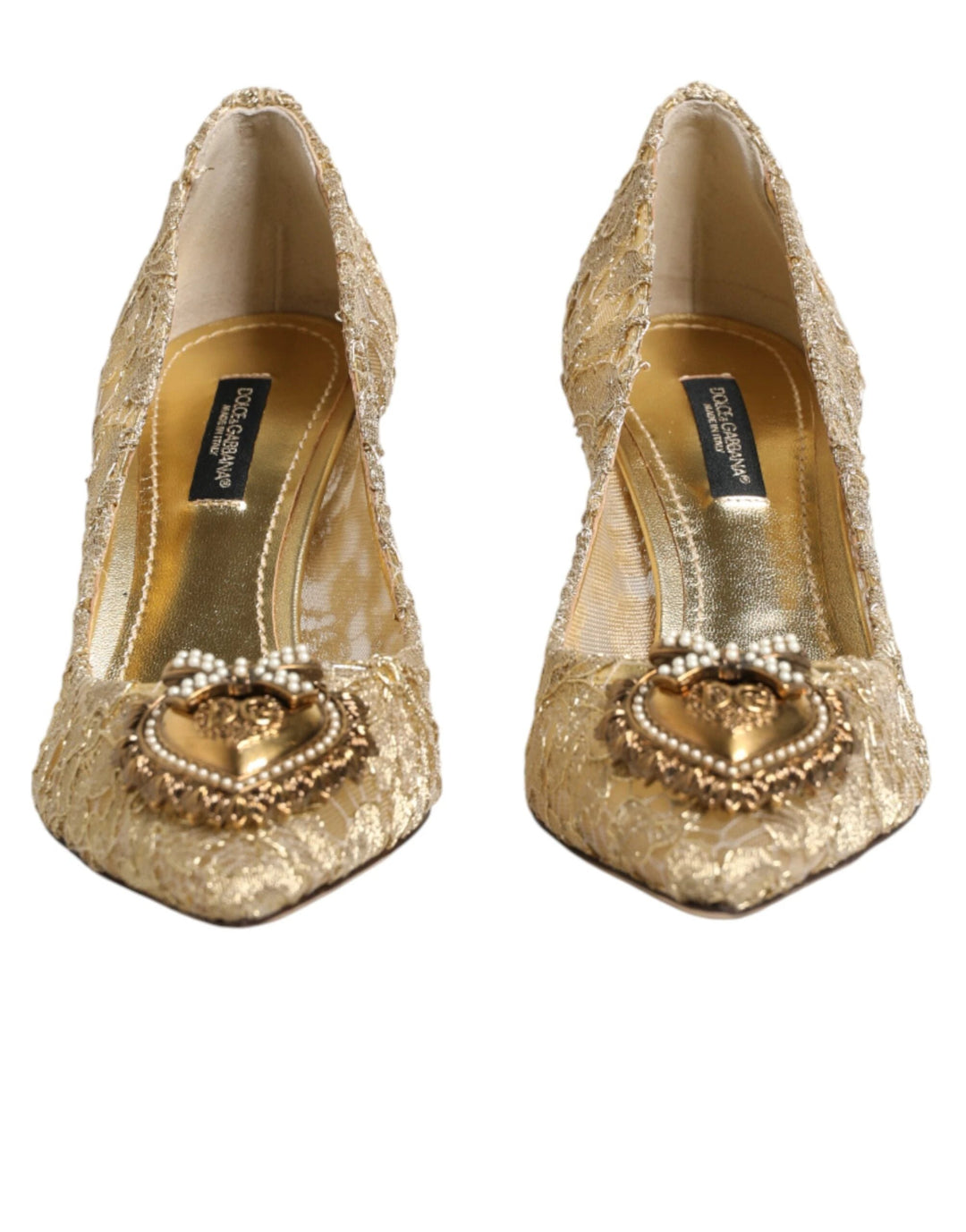 Dolce &amp; Gabbana Gold Taormina Lace DEVOTION Pumps Shoes by Dolce &amp; Gabbana outlet now on sale