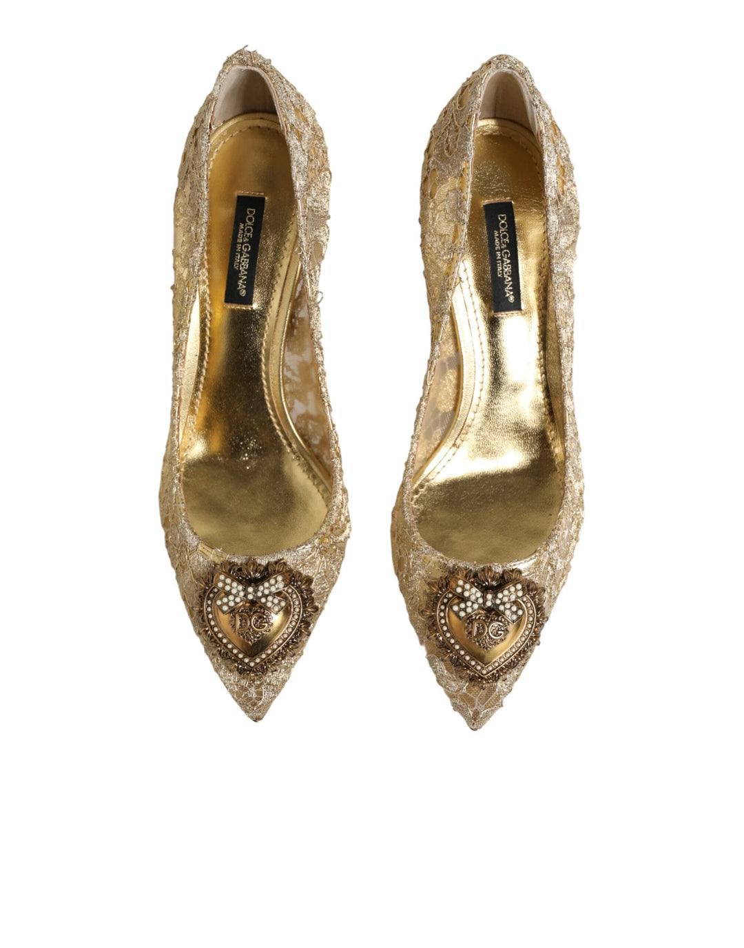 Dolce &amp; Gabbana Gold Taormina Lace DEVOTION Pumps Shoes by Dolce &amp; Gabbana outlet now on sale