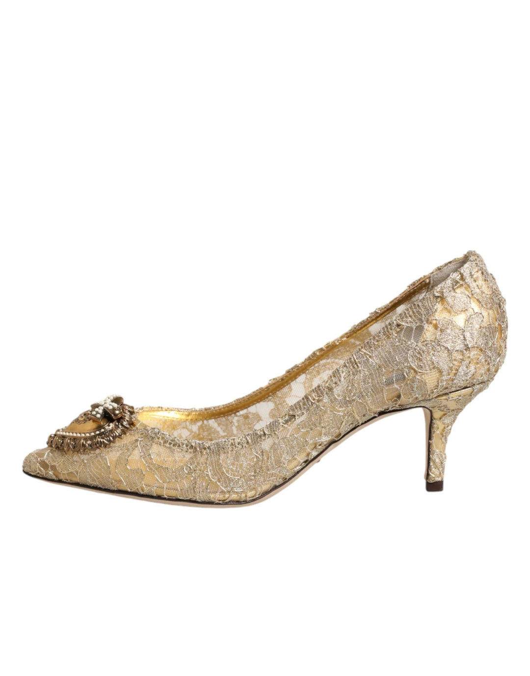 Dolce &amp; Gabbana Gold Taormina Lace DEVOTION Pumps Shoes by Dolce &amp; Gabbana outlet now on sale