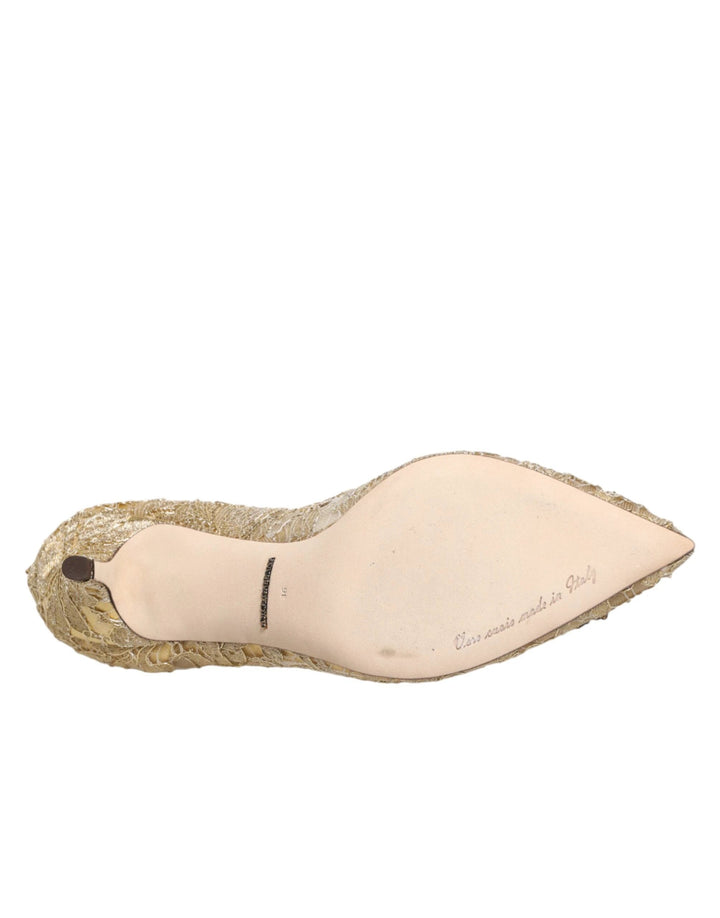 Dolce &amp; Gabbana Gold Taormina Lace DEVOTION Pumps Shoes by Dolce &amp; Gabbana outlet now on sale