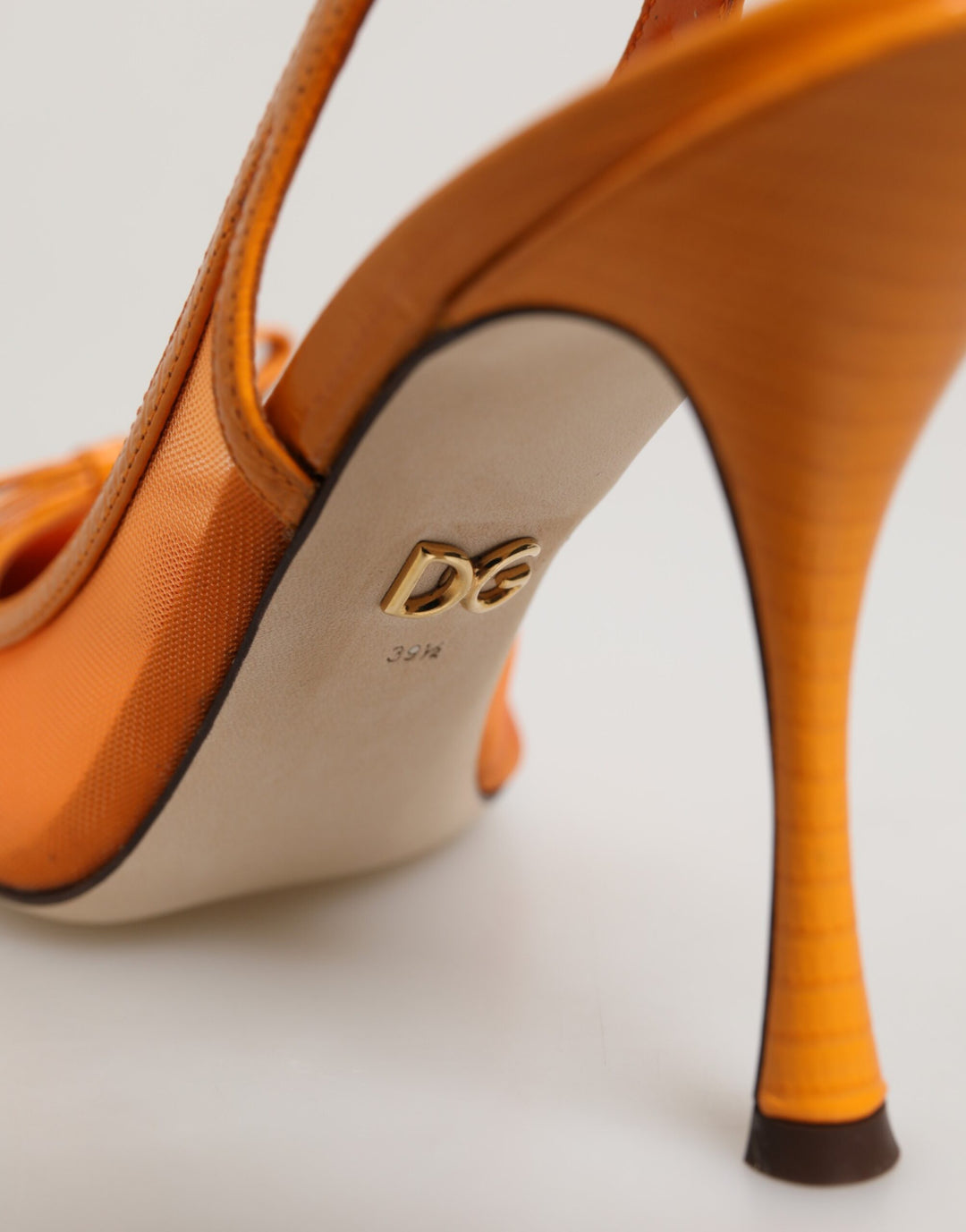 Dolce &amp; Gabbana Sample Sale Dolce &amp; Gabbana Orange Leather Mesh Heels Slingback Shoes - | Designer outlet