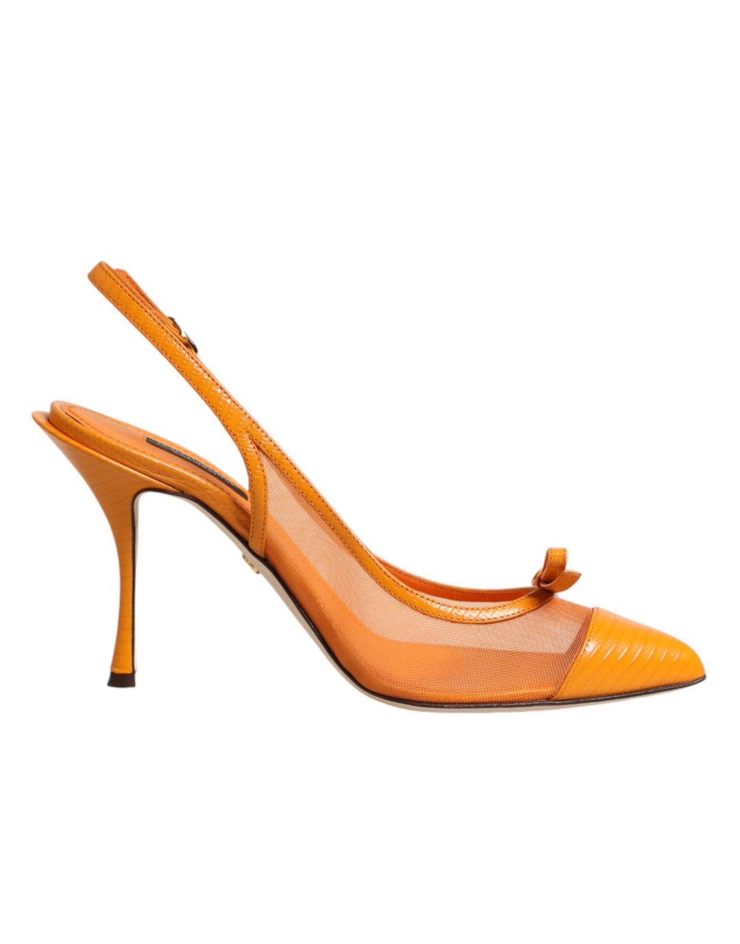 Dolce & Gabbana Sample Sale Dolce & Gabbana Orange Leather Mesh Heels Slingback Shoes - | Designer outlet