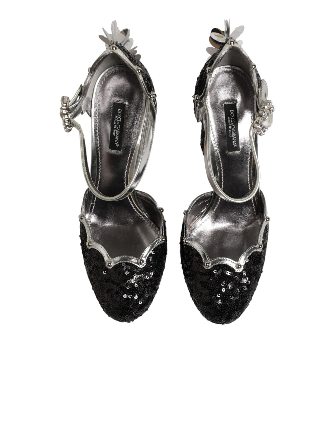 Dolce &amp; Gabbana Sample Sale Dolce &amp; Gabbana Black Sequined Ankle Strap Sandals Shoes - | Designer outlet