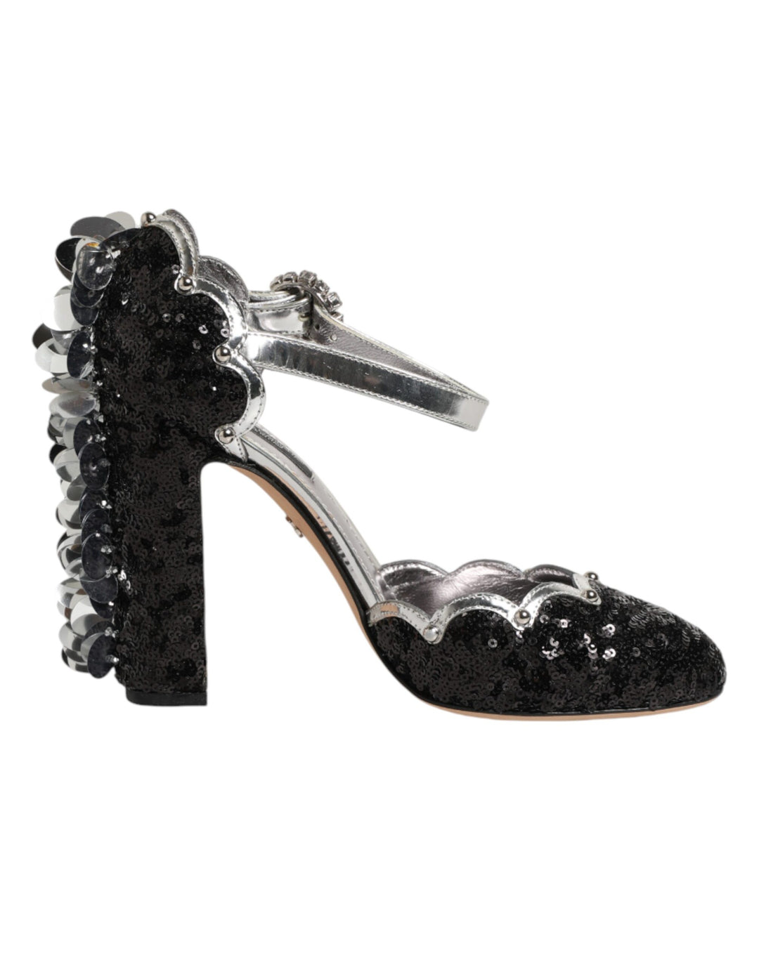 Dolce & Gabbana Black Sequined Ankle Strap Sandals Shoes by Dolce & Gabbana outlet now on sale