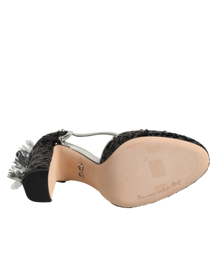 Dolce &amp; Gabbana Sample Sale Dolce &amp; Gabbana Black Sequined Ankle Strap Sandals Shoes - | Designer outlet