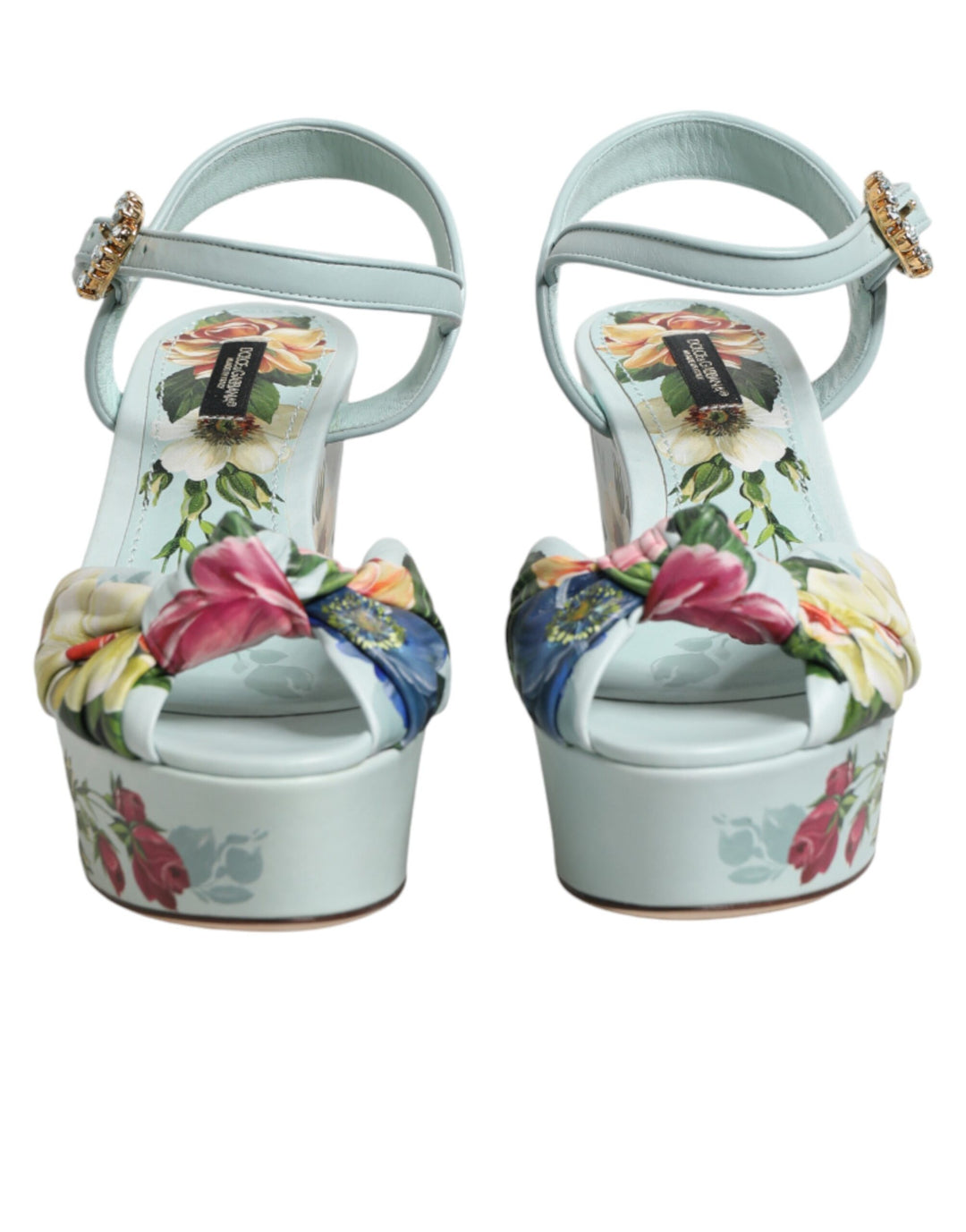 Dolce &amp; Gabbana Sample Sale Dolce &amp; Gabbana Green Floral Ankle Strap Wedge Sandals Shoes - | Designer outlet