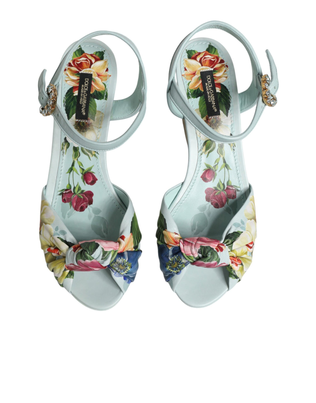 Dolce &amp; Gabbana Sample Sale Dolce &amp; Gabbana Green Floral Ankle Strap Wedge Sandals Shoes - | Designer outlet