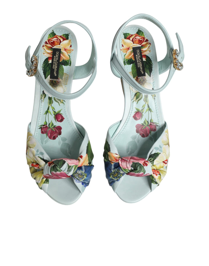 Dolce &amp; Gabbana Sample Sale Dolce &amp; Gabbana Green Floral Ankle Strap Wedge Sandals Shoes - | Designer outlet