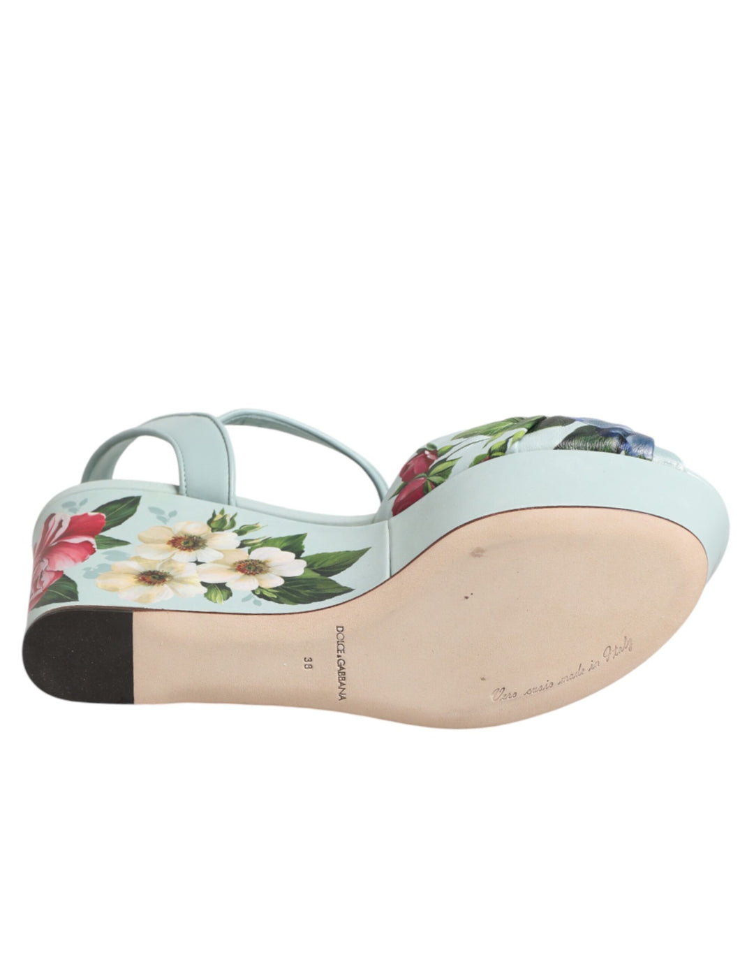 Dolce &amp; Gabbana Sample Sale Dolce &amp; Gabbana Green Floral Ankle Strap Wedge Sandals Shoes - | Designer outlet