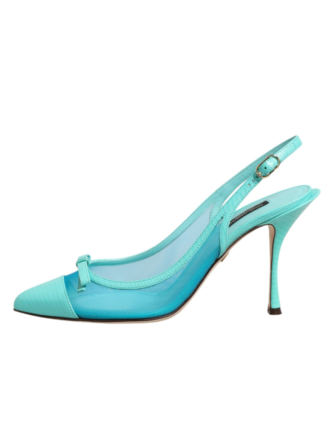Dolce &amp; Gabbana Blue Leather Mesh Heels Slingback Shoes by Dolce &amp; Gabbana outlet now on sale