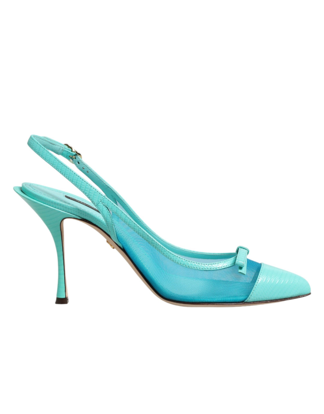 Dolce &amp; Gabbana Blue Leather Mesh Heels Slingback Shoes by Dolce &amp; Gabbana outlet now on sale