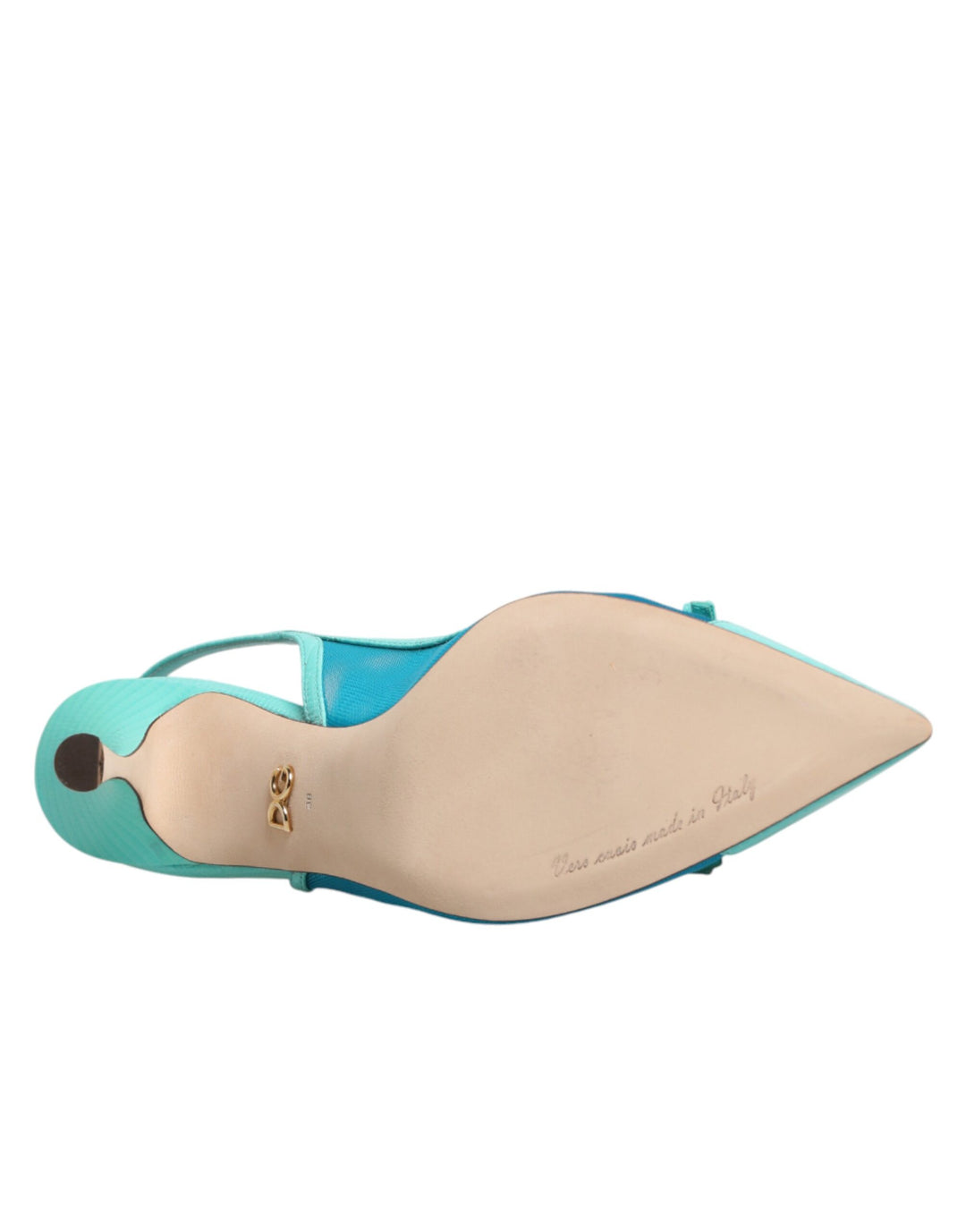 Dolce &amp; Gabbana Blue Leather Mesh Heels Slingback Shoes by Dolce &amp; Gabbana outlet now on sale